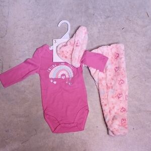 Mon Cheri Pink and White Rainbow Bodysuit Set
